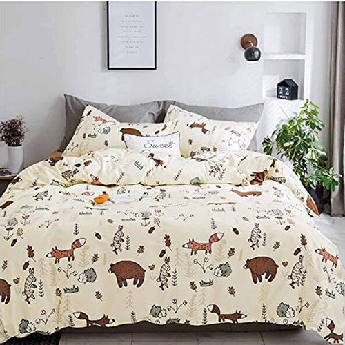 Cottonight Yellow Fox Duvet Cover Twin Kids Bedding Sets Fox Cotton Bedding for Boys Girls Cartoon Super Soft Cottonight Yellow Fox Duvet Cover Twin Kids Bedding Sets Fox Cotton Bedding for Boys Girls Cartoon Super Soft